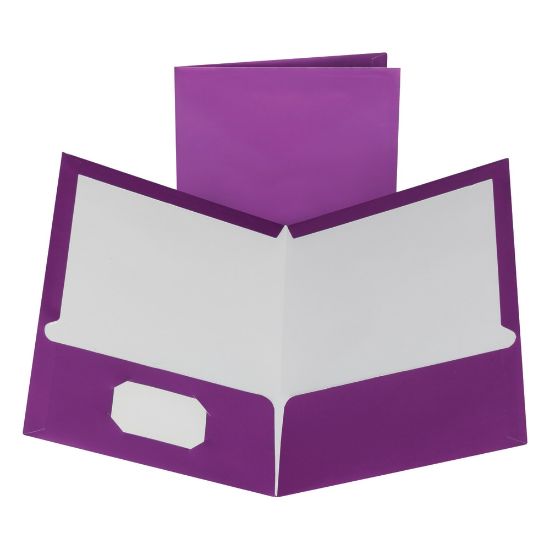 Picture of Oxford Laminated Twin-Pocket Folders, 8 1/2in x 11in, Metallic Purple, Box Of 25