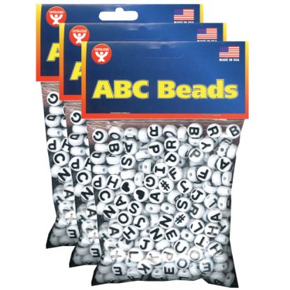 Picture of Hygloss ABC Beads, Black/White, 300 Per Pack, 3 Packs