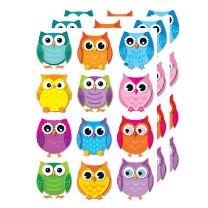 Picture of Carson Dellosa Education Cut-Outs, Colorful Owls, 36 Cut-Outs Per Pack, Set Of 3 Packs