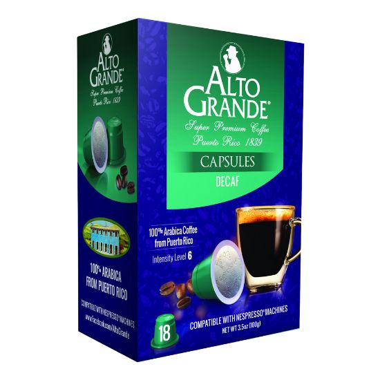 Picture of Alto Grande Single-Serve Coffee Pods, Classic Roast, Decaffeinated, Carton Of 18