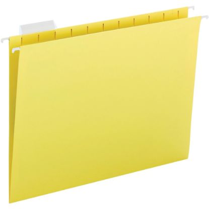 Picture of Business Source 1/5 Tab Cut Letter Recycled Hanging Folder - 8 1/2in x 11in - Yellow - 10% Recycled - 25 / Box