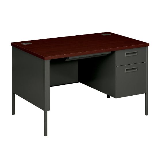 Picture of HON Metro Classic 48inW Single-Pedestal Computer Desk, Mahogany/Charcoal