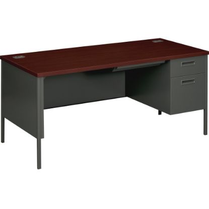 Picture of HON Metro Classic 66inW Right-Pedestal Computer Desk, Mahogany, Charcoal