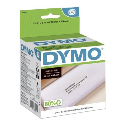 Picture of DYMO LabelWriter Label, 30572, White Address Label, 1-1/8in x 3-1/2in, 2 Rolls of 260 (520 Total)