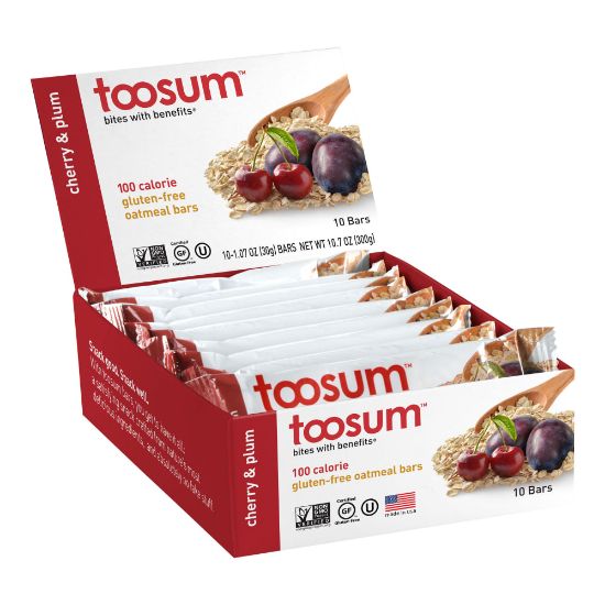 Picture of Toosum Healthy Foods Oatmeal Bars, Cherry and Plum, 1.07 Oz, Pack Of 20 Bars