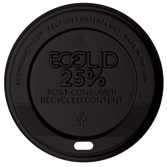 Picture of Eco-Products EcoLid Hot Cup Lids, 10-20 Oz, 25% Recycled, Black, Pack Of 1,000 Lids