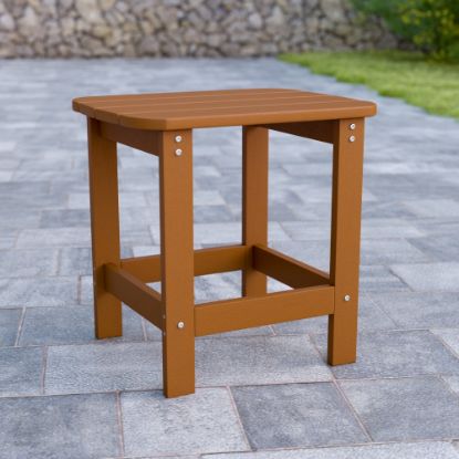 Picture of Flash Furniture Charlestown All-Weather Adirondack Side Table, 18-1/4inH x 18-3/4inW x 15inD, Teak