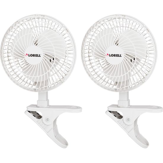 Picture of Lorell Clip-On Personal Fans - 152.4 mm Diameter - 2 Speed - Adjustable Tilt Head - 9.5in Height x 7.9in Width x 6in Depth - White