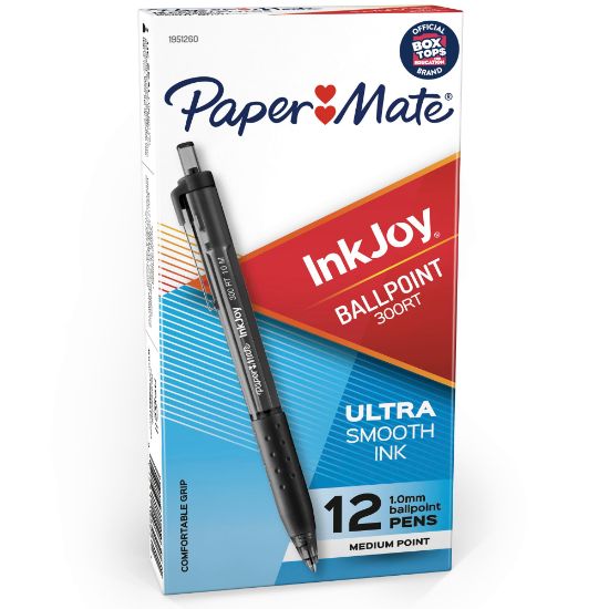 Picture of Paper Mate InkJoy 300 RT Retractable Pens, Medium Point, 1.0 mm, Translucent Blue Barrels, Blue Ink, Pack Of 12