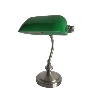 Picture of Simple Designs Traditional Mini Bankers Lamp with Green Glass Shade