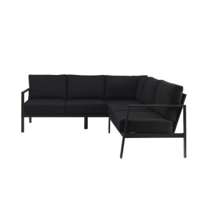 Picture of Linon Abilene Aluminum Outdoor Sectional Sofa, 31-1/4inH x 77-1/2inW x 78-1/2inD, Black/Black