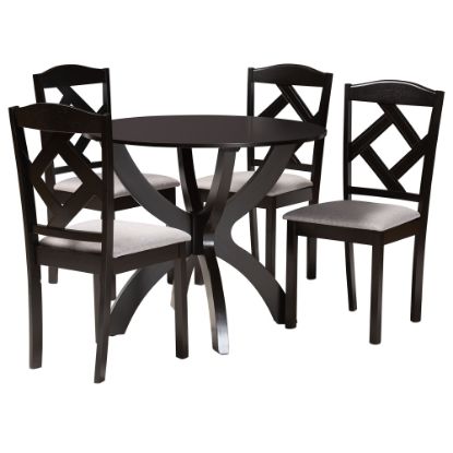 Picture of Baxton Studio Nesa 5-Piece Dining Set, Gray/Dark Brown