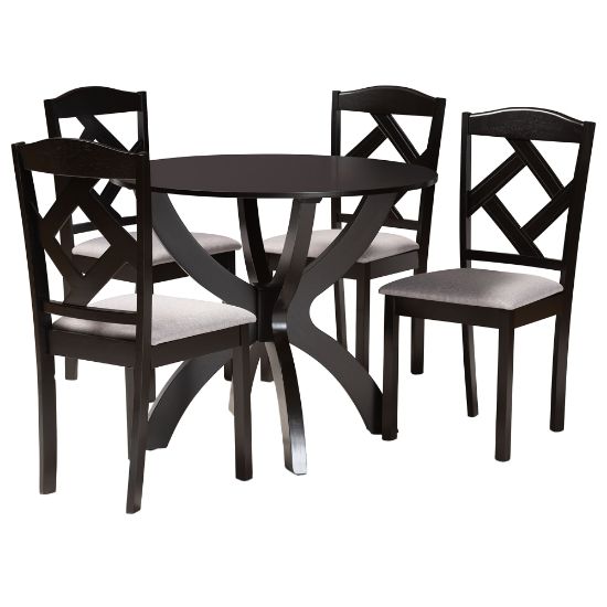 Picture of Baxton Studio Nesa 5-Piece Dining Set, Gray/Dark Brown