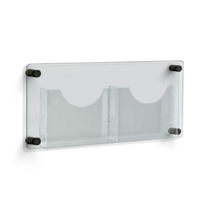 Picture of Azar Displays 2-Pocket Letter-Size Wall Brochure Holder With Stand-Off Caps, 11inH x 23inW x 1-1/2inD, Clear/Black