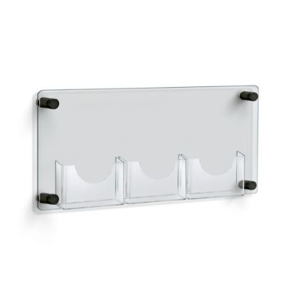 Picture of Azar Displays 3-Pocket Bifold Wall Brochure Holder, 11in x 23in, Clear/Black Caps