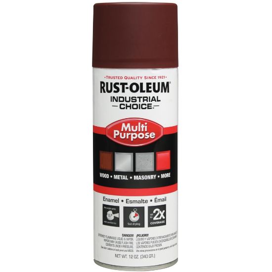 Picture of Rust-Oleum Industrial Choice 1600 System Multi-Purpose Enamel Spray Primer, 12 Oz, Flat Red, Case Of 6 Cans