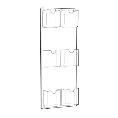 Picture of Azar Displays 6-Pocket Vertical Trifold Wall-Mount Brochure Holders, 24inH x 9-1/4inW x 1-3/4inD, Clear, Pack Of 2 Holders