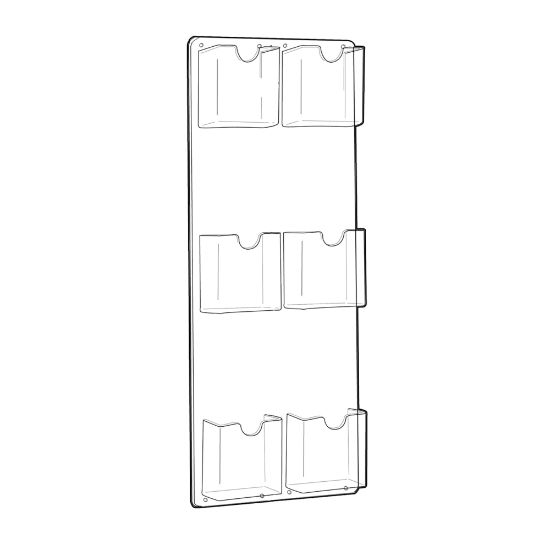 Picture of Azar Displays 6-Pocket Vertical Trifold Wall-Mount Brochure Holders, 24inH x 9-1/4inW x 1-3/4inD, Clear, Pack Of 2 Holders