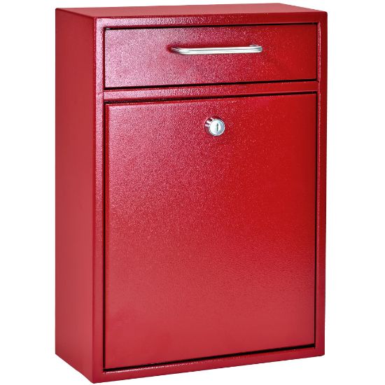 Picture of Mail Boss Locking Security Drop Box, 16-1/4inH x 11-1/4inW x 4-3/4inD, Bright Red