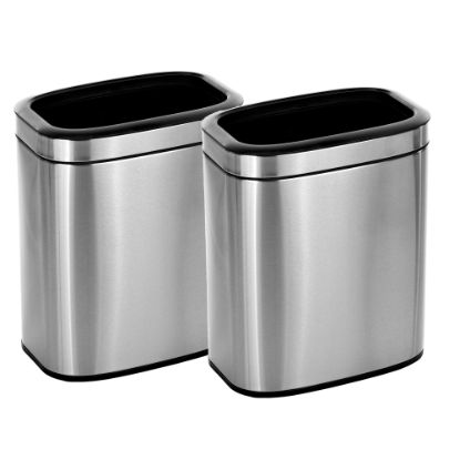 Picture of Alpine Industries Stainless Steel Rectangular Liner Open Top Trash Cans, 5.3 Gallons, Silver, Pack Of 2 Cans