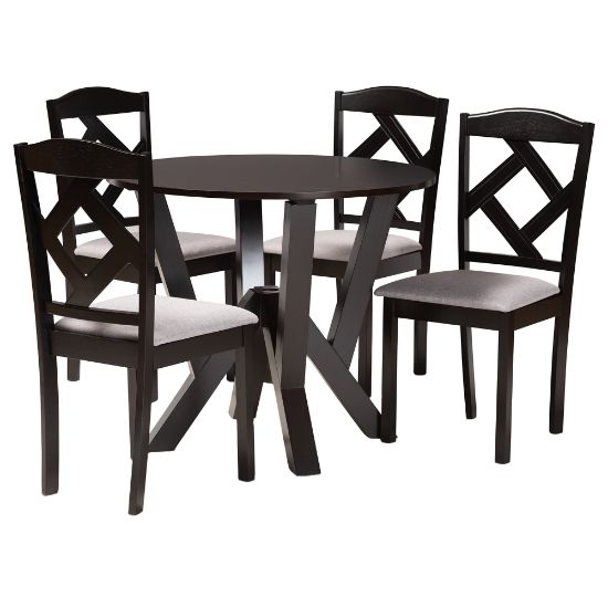 Picture of Baxton Studio Riona 5-Piece Dining Set, Gray/Dark Brown