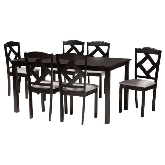 Picture of Baxton Studio Ruth 7-Piece Dining Set, Gray/Dark Brown