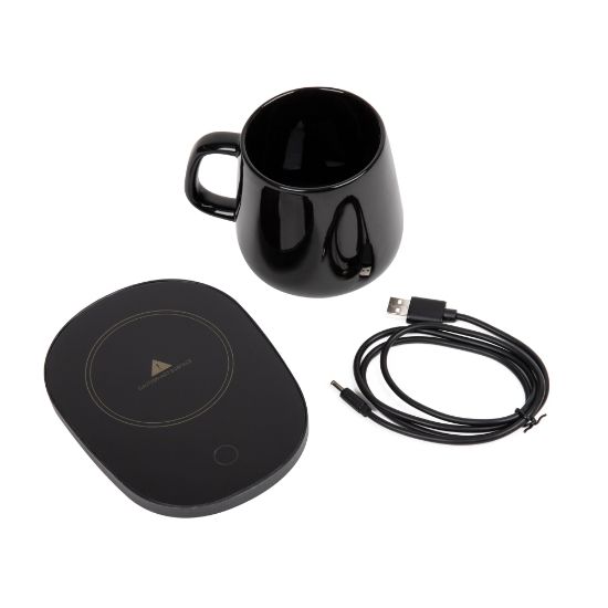 Picture of Mind Reader Coffee/Tea Warmer Set With Ceramic Mug, Black