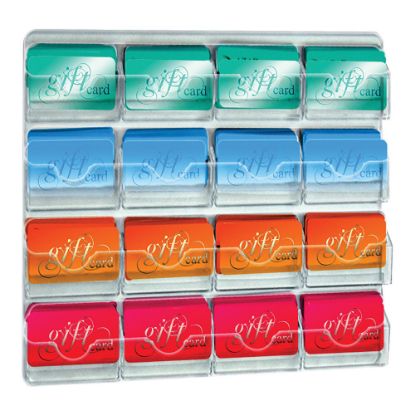 Picture of Azar Displays 16-Pocket Wall-Mount Business Card Holders, 11-7/8inH x 15-5/8inW x 1inD, Clear, Pack Of 2 Holders