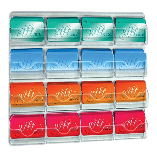 Picture of Azar Displays 16-Pocket Wall-Mount Business Card Holders, 11-7/8inH x 15-5/8inW x 1inD, Clear, Pack Of 2 Holders