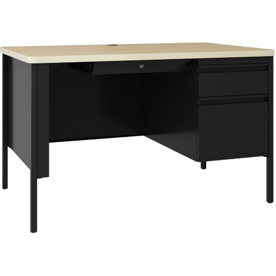 Picture of Lorell Fortress 48inW Right-Pedestal Teachers Writing Desk, Black Maple