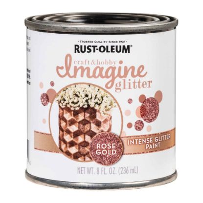 Picture of Rust-Oleum Imagine Craft and Hobby Glitter Paint, 8 Oz, Rose Gold, Pack Of 4 Cans