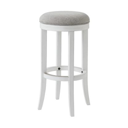 Picture of New Ridge Home Goods Avery Backless Swivel Bar Stool, White/Gray