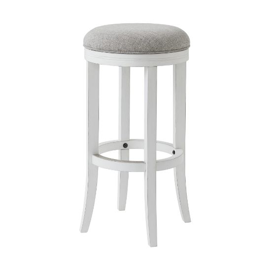 Picture of New Ridge Home Goods Avery Backless Swivel Bar Stool, White/Gray