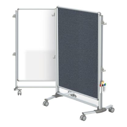 Picture of Ghent Nexus Jr. Partition Double-Sided Mobile Magnetic Whiteboard/Bulletin Board, 46 1/4in x 34 1/4in, Gray Fabric/Silver Aluminum Frame