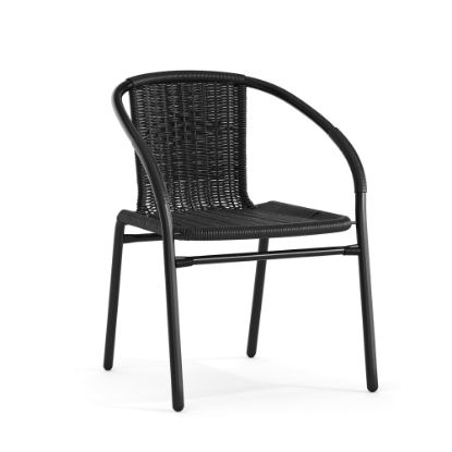 Picture of Flash Furniture Rattan Stack Chair, Black