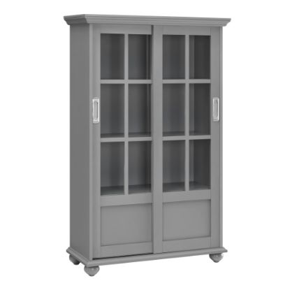 Picture of Ameriwood Home Aaron Lane 51inH 4-Shelf Bookcase With Sliding Glass Doors, Soft Gray