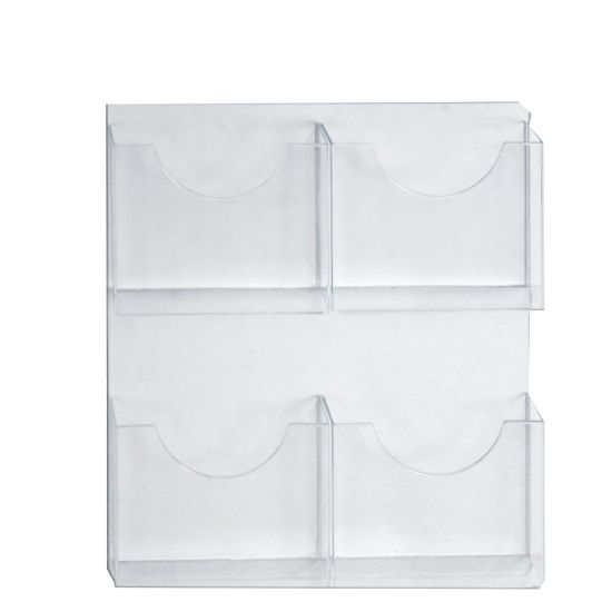 Picture of Azar Displays 4-Pocket Wall-Mount Brochure Holders, 21-1/2in x 18-7/8in, Clear, Pack Of 2 Holders