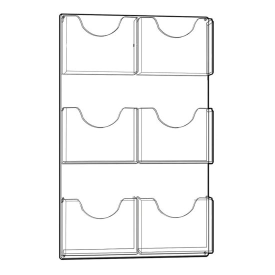 Picture of Azar Displays 6-Pocket Wall-Mount Letter Brochure Holders, 33-5/8inH x 18-7/8inW x 1-3/4inD, Clear, Pack Of 2 Holders