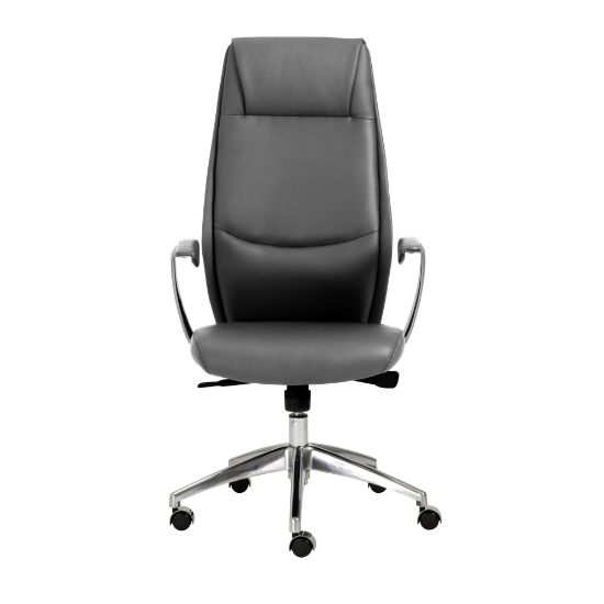 Picture of Eurostyle Crosby Faux Leather High-Back Commercial Office Chair, Gray/Silver