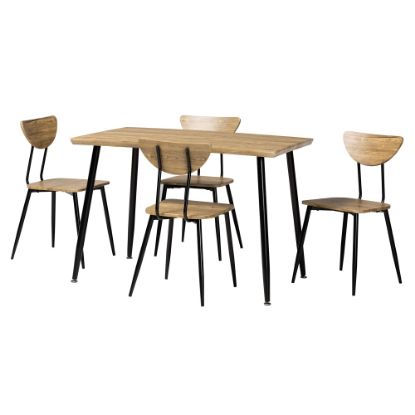 Picture of Baxton Studio Gianetta Wood And Metal 5-Piece Dining Set, Oak Brown/Black