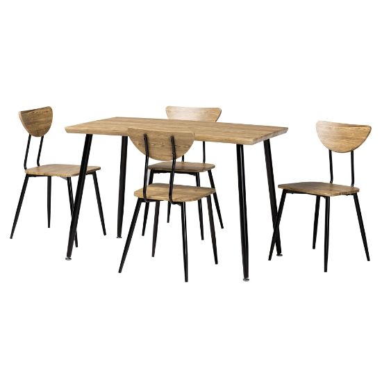 Picture of Baxton Studio Gianetta Wood And Metal 5-Piece Dining Set, Oak Brown/Black