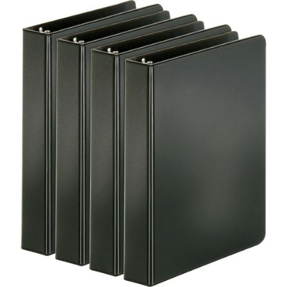 Picture of Business Source Basic Round Ring Binders, 1in Ring, Black, Pack Of 4