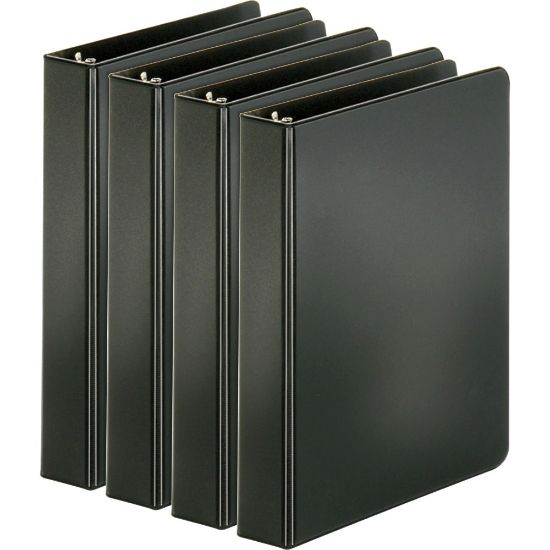 Picture of Business Source Basic Round Ring Binders, 1in Ring, Black, Pack Of 4