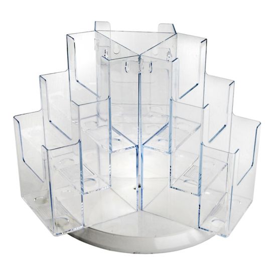 Picture of Azar Displays 9-Pocket 3-Tier Revolving Brochure Holder, 9inH x 14inW x 14inD, Clear