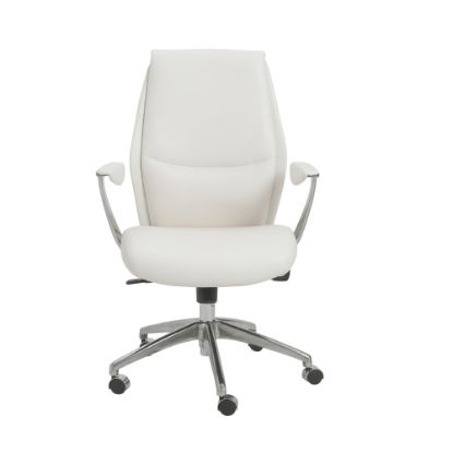 Picture of Eurostyle Crosby Faux Leather Low-Back Commercial Office Chair, White/Silver