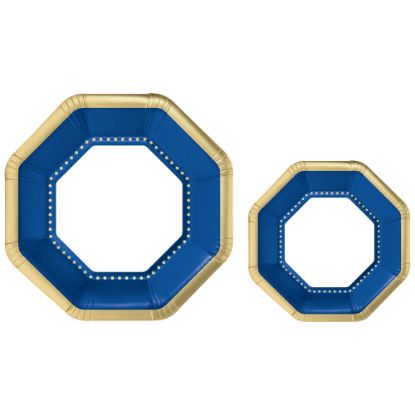 Picture of Amscan Octagonal Premium Plates, Bright Royal Blue, 20 Plates Per Pack, Case Of 2 Packs