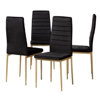 Picture of Baxton Studio Armand Dining Chairs, Black/Gold, Set Of 4 Chairs