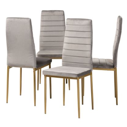 Picture of Baxton Studio Armand Dining Chairs, Gray/Gold, Set Of 4 Chairs