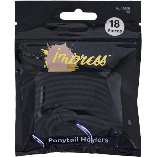 Picture of Impress Ponytail Holders, 3-9/16in, Black, 18 Holders Per Pack, Case Of 8 Packs