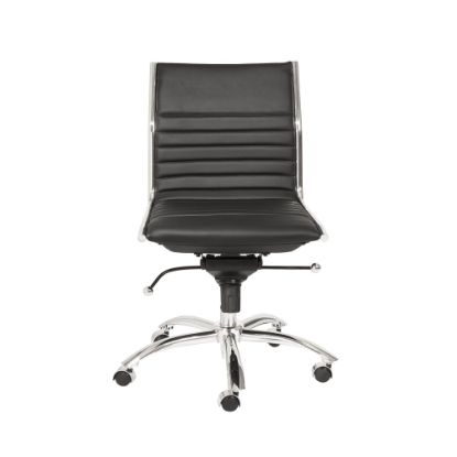 Picture of Eurostyle Dirk Armless Faux Leather Low-Back Commercial Office Chair, Chrome/Black